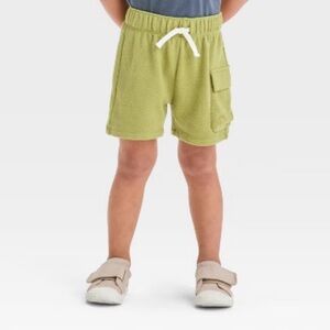 Grayson Mini Toddler Boys Pull On Green Terry Cloth Cargo Shorts 2T